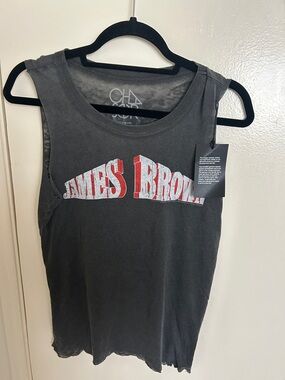 Chaser Women's Black Muscle Tee with Red and White 'James Brown' Graphic